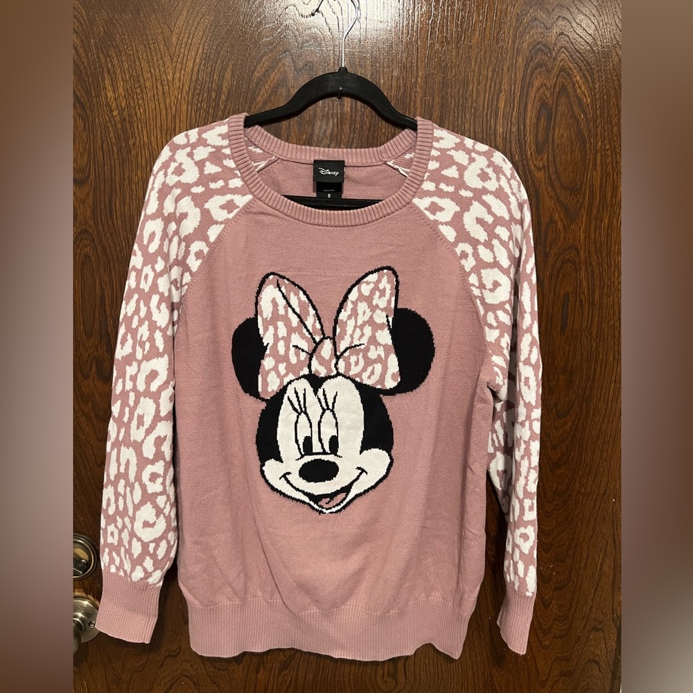 TORRID: Disney Minnie Mouse Pullover Leopard Raglan Sweater in Mauve - Picture 6 of 12